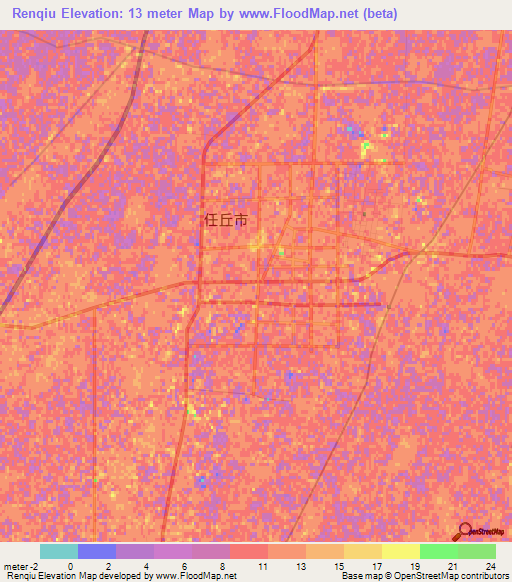 Renqiu,China Elevation Map