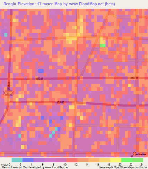 Renqiu,China Elevation Map