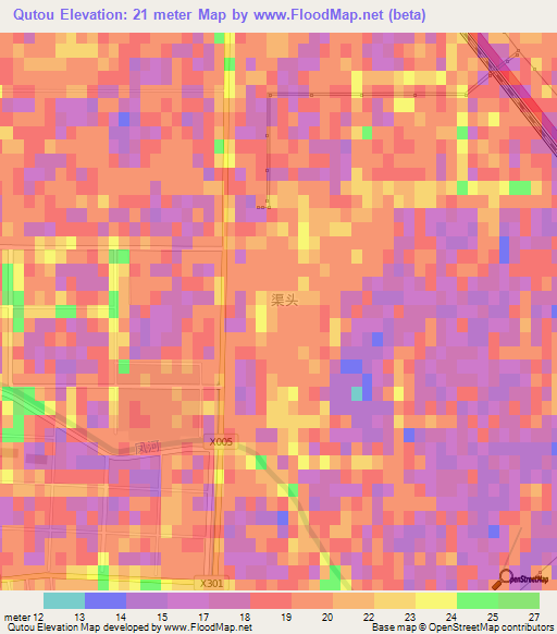 Qutou,China Elevation Map