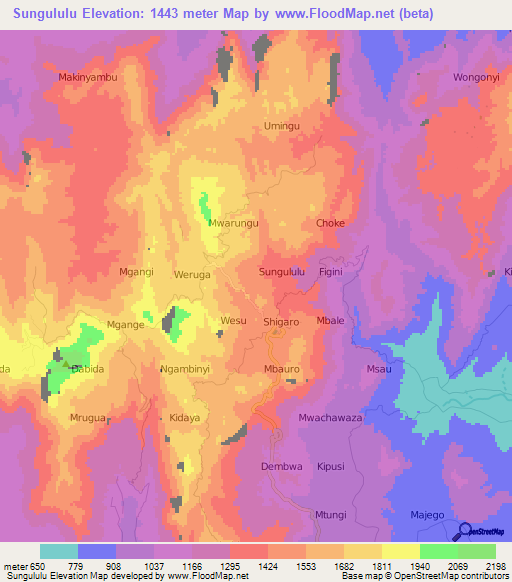 Sungululu,Kenya Elevation Map