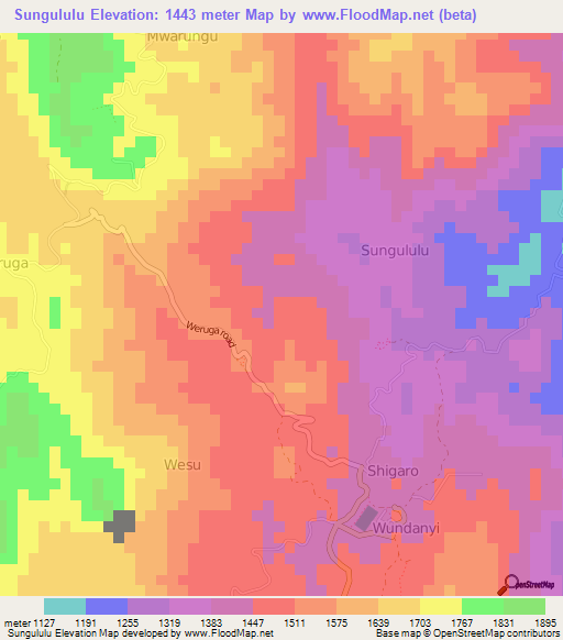 Sungululu,Kenya Elevation Map