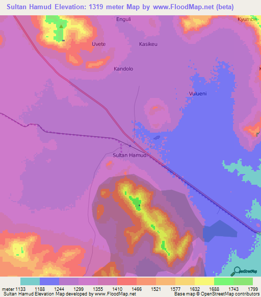 Sultan Hamud,Kenya Elevation Map