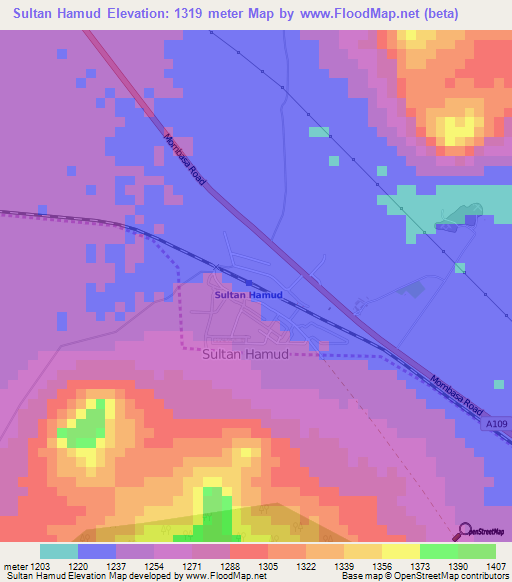 Sultan Hamud,Kenya Elevation Map