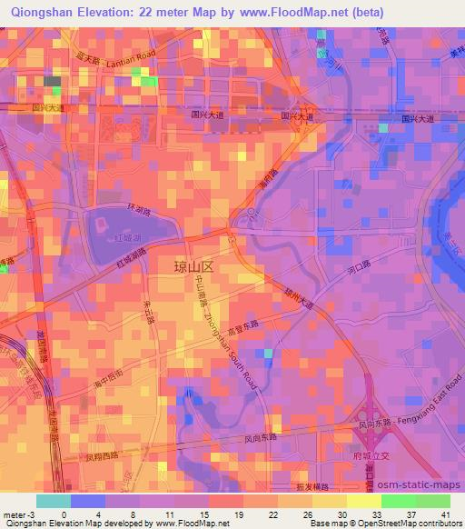 Qiongshan,China Elevation Map