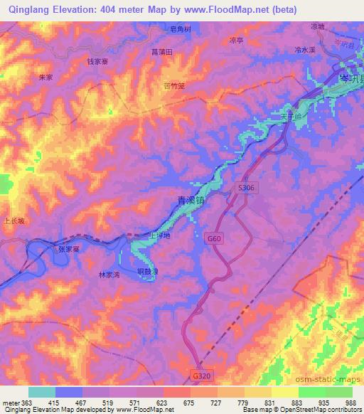 Qinglang,China Elevation Map