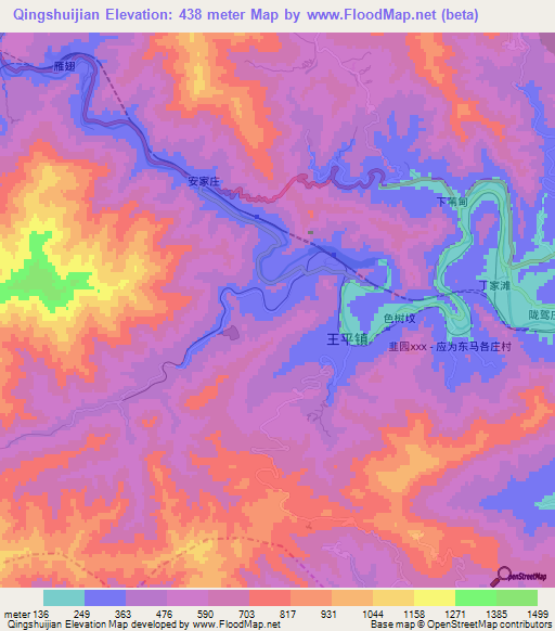 Qingshuijian,China Elevation Map