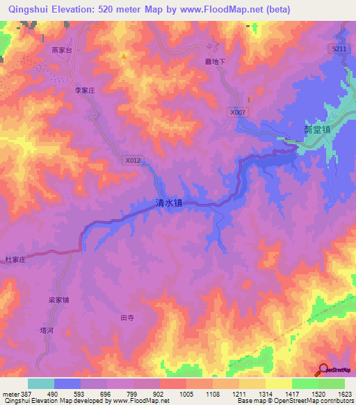 Qingshui,China Elevation Map