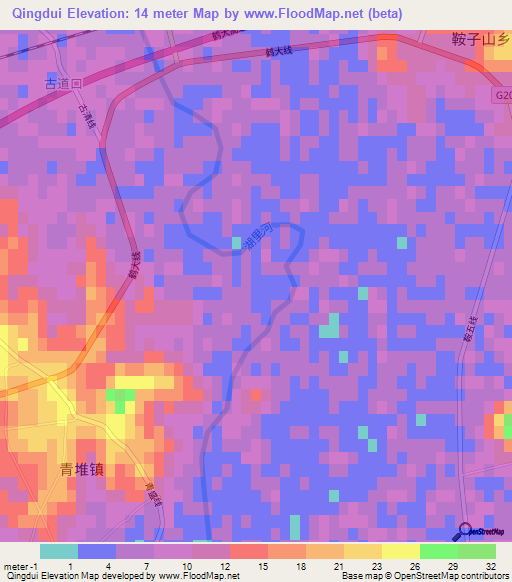 Qingdui,China Elevation Map