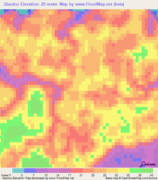Qiaotou,China Elevation Map