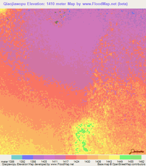Qiaojiawopu,China Elevation Map
