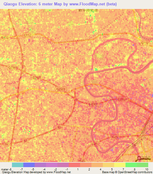 Qiaogu,China Elevation Map