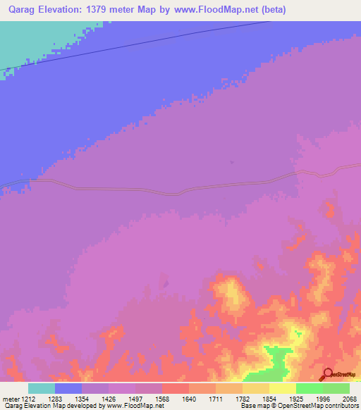 Qarag,China Elevation Map