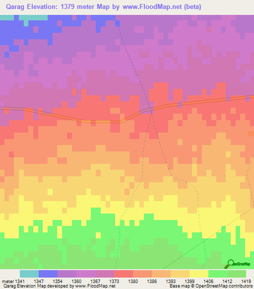 Qarag,China Elevation Map