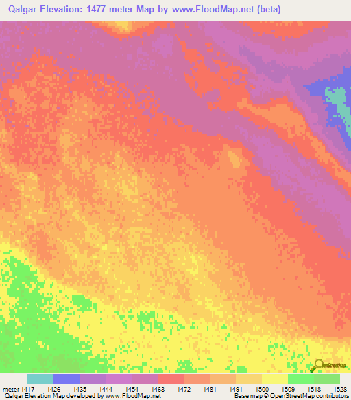Qalgar,China Elevation Map