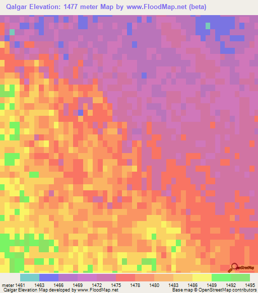 Qalgar,China Elevation Map