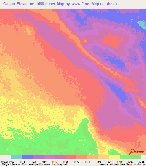 Qalgar,China Elevation Map