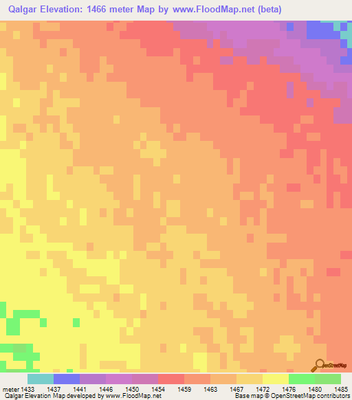 Qalgar,China Elevation Map