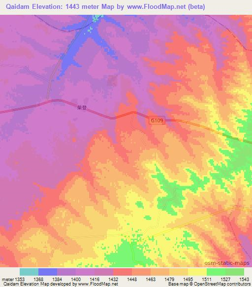 Qaidam,China Elevation Map