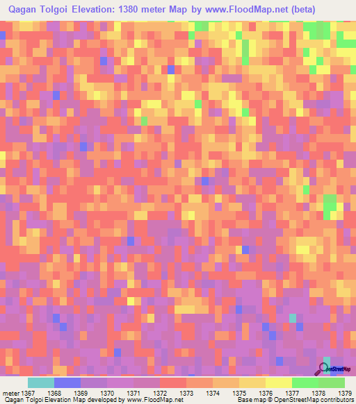 Qagan Tolgoi,China Elevation Map