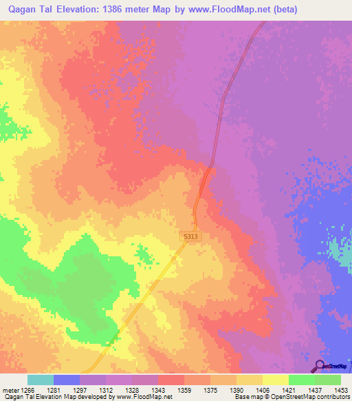 Qagan Tal,China Elevation Map
