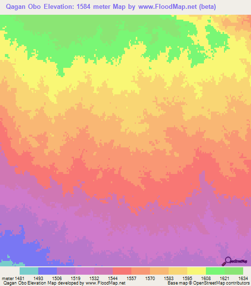 Qagan Obo,China Elevation Map