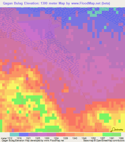 Qagan Bulag,China Elevation Map