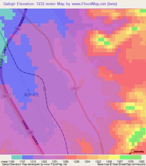 Qabqir,China Elevation Map