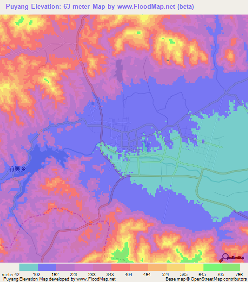 Puyang,China Elevation Map