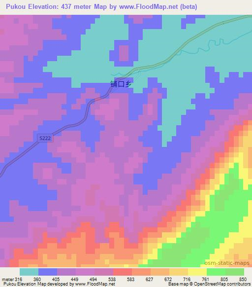 Pukou,China Elevation Map