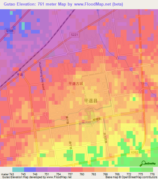 Gutao,China Elevation Map