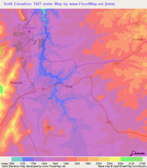 Sotik,Kenya Elevation Map
