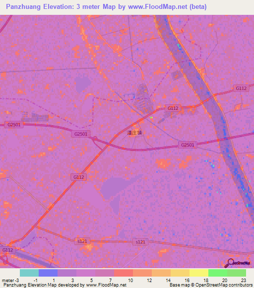 Panzhuang,China Elevation Map