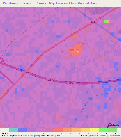 Panzhuang,China Elevation Map
