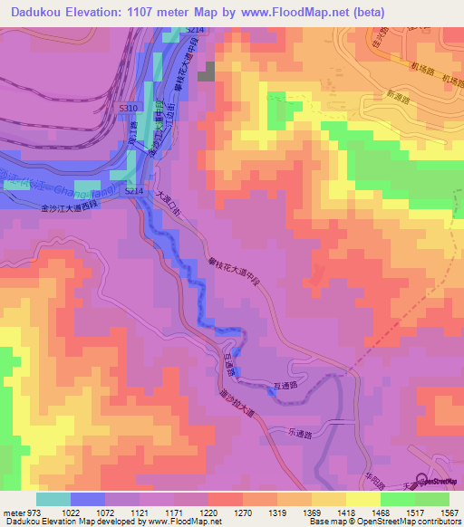 Dadukou,China Elevation Map