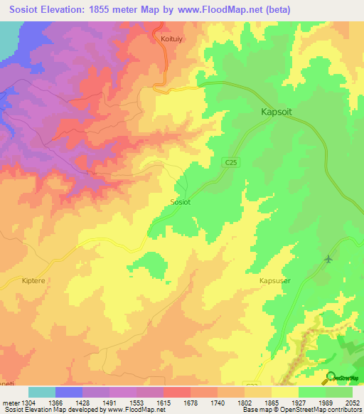 Sosiot,Kenya Elevation Map
