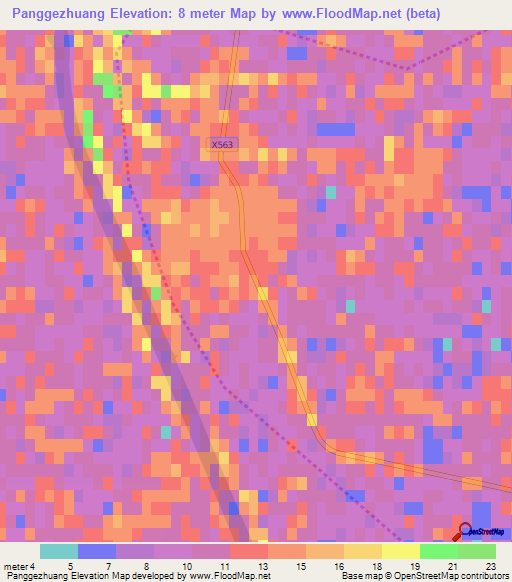 Panggezhuang,China Elevation Map