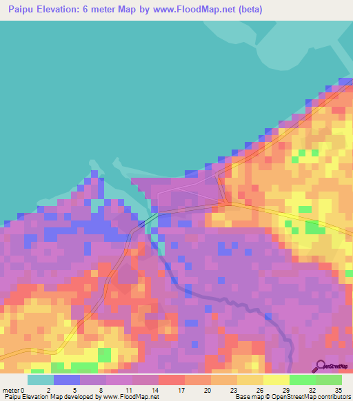 Paipu,China Elevation Map