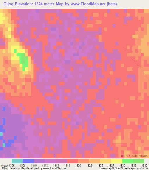 Oljoq,China Elevation Map