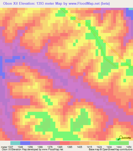 Obon Xil,China Elevation Map