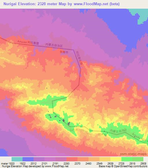 Nurigai,China Elevation Map