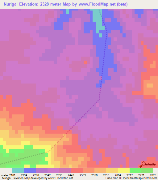 Nurigai,China Elevation Map
