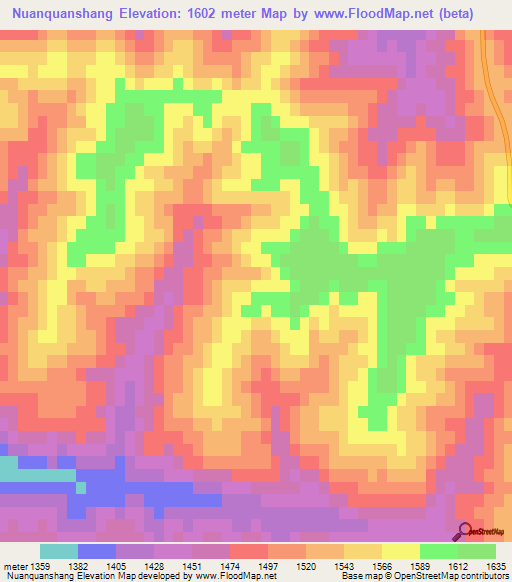 Nuanquanshang,China Elevation Map