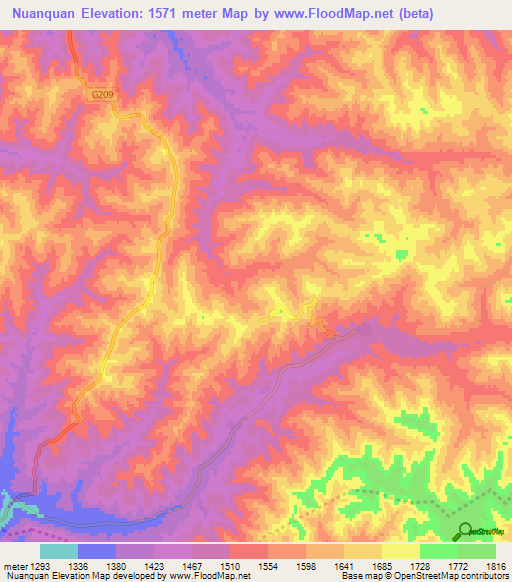 Nuanquan,China Elevation Map