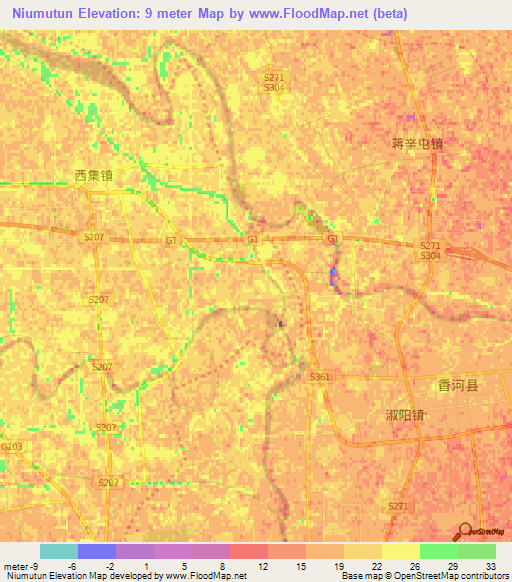 Niumutun,China Elevation Map