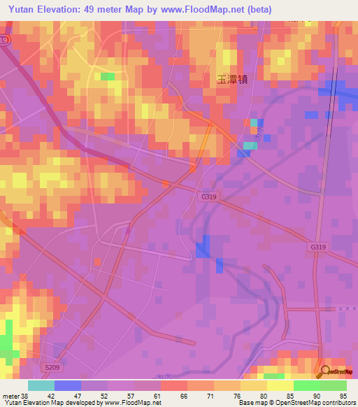 Yutan,China Elevation Map