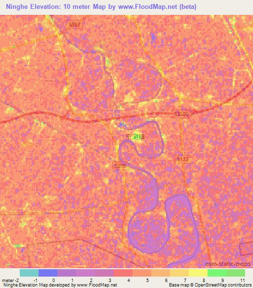 Ninghe,China Elevation Map