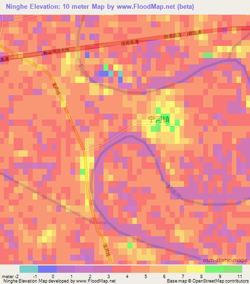 Ninghe,China Elevation Map