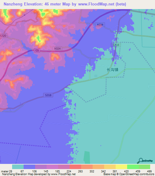 Nanzheng,China Elevation Map