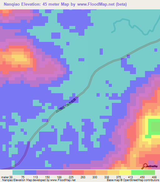 Nanqiao,China Elevation Map