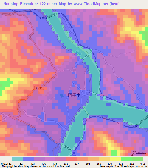 Nanping,China Elevation Map